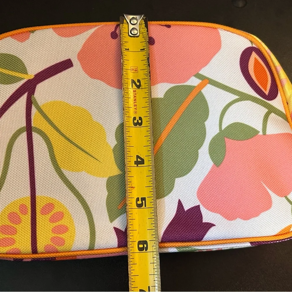 CLINIQUE Makeup Bag & Coin Purse Set Travel Floral Retro Cosmetic Zip Pouch NEW